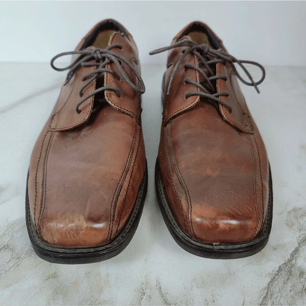 Dockers Men's Brown Leather Bicycle Toe Lace Up Oxford Dress Shoes, Sz 12